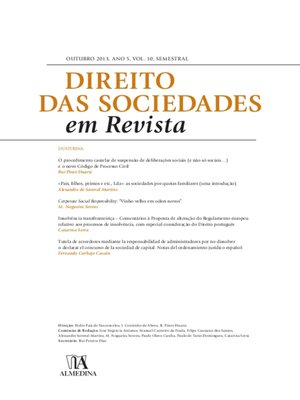 cover image of Direito das Sociedades em Revista--Ano 5 (Outubro 2013) Volume 10